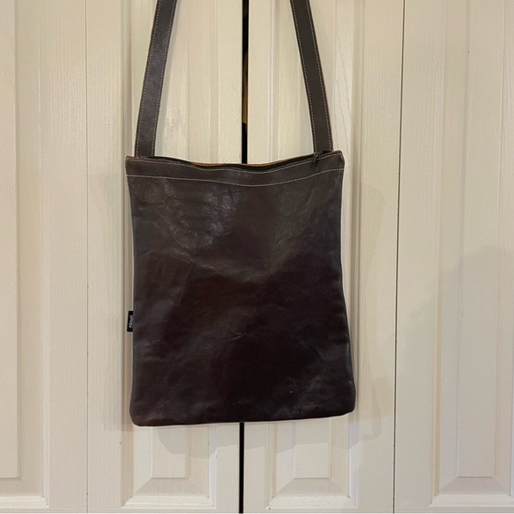 100% Leather Kolash shoulder bag. Black with brown, orange and turquoise detail - Picture 9 of 11